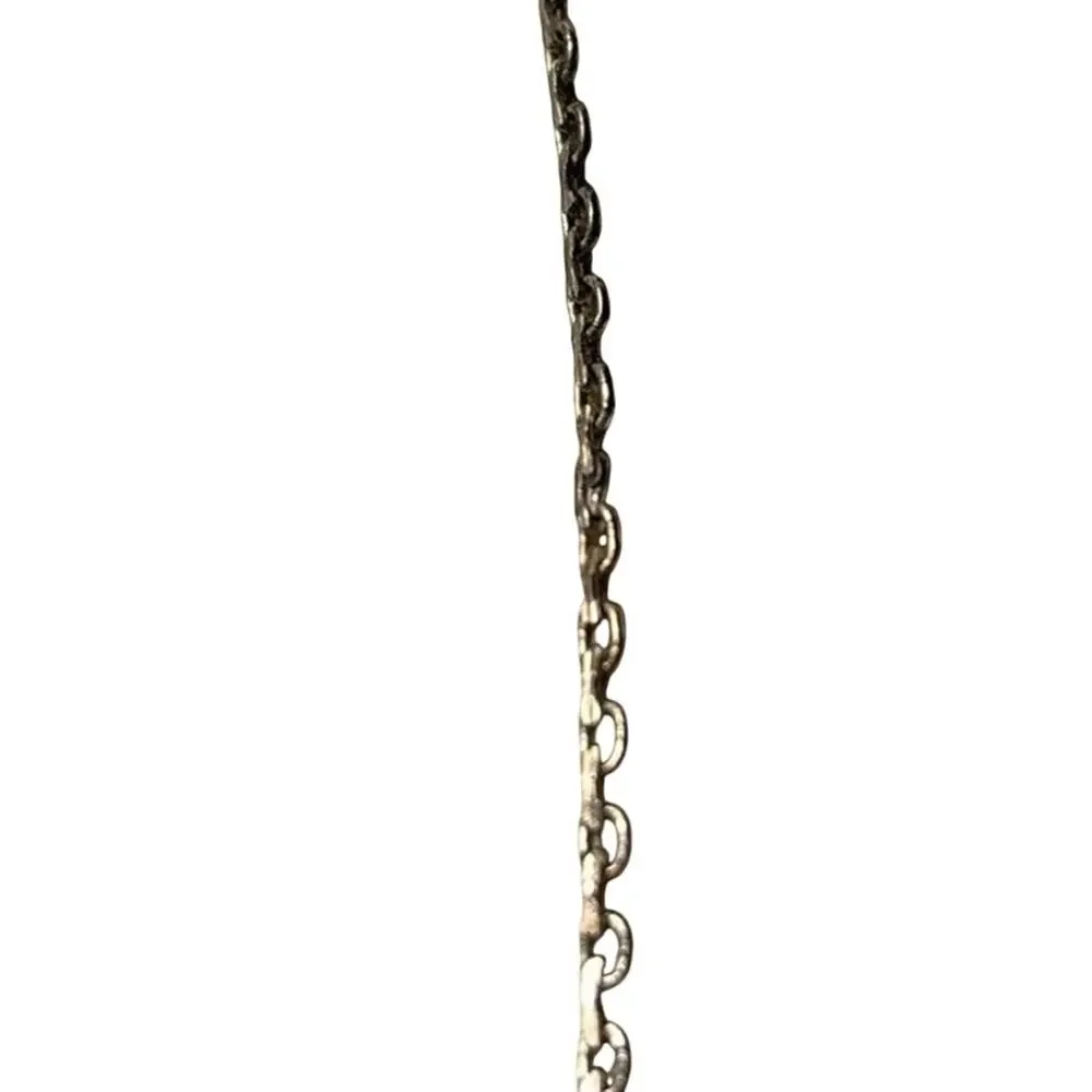 Silver Tone Circle Dangle Necklace Black Beads Modern 16”